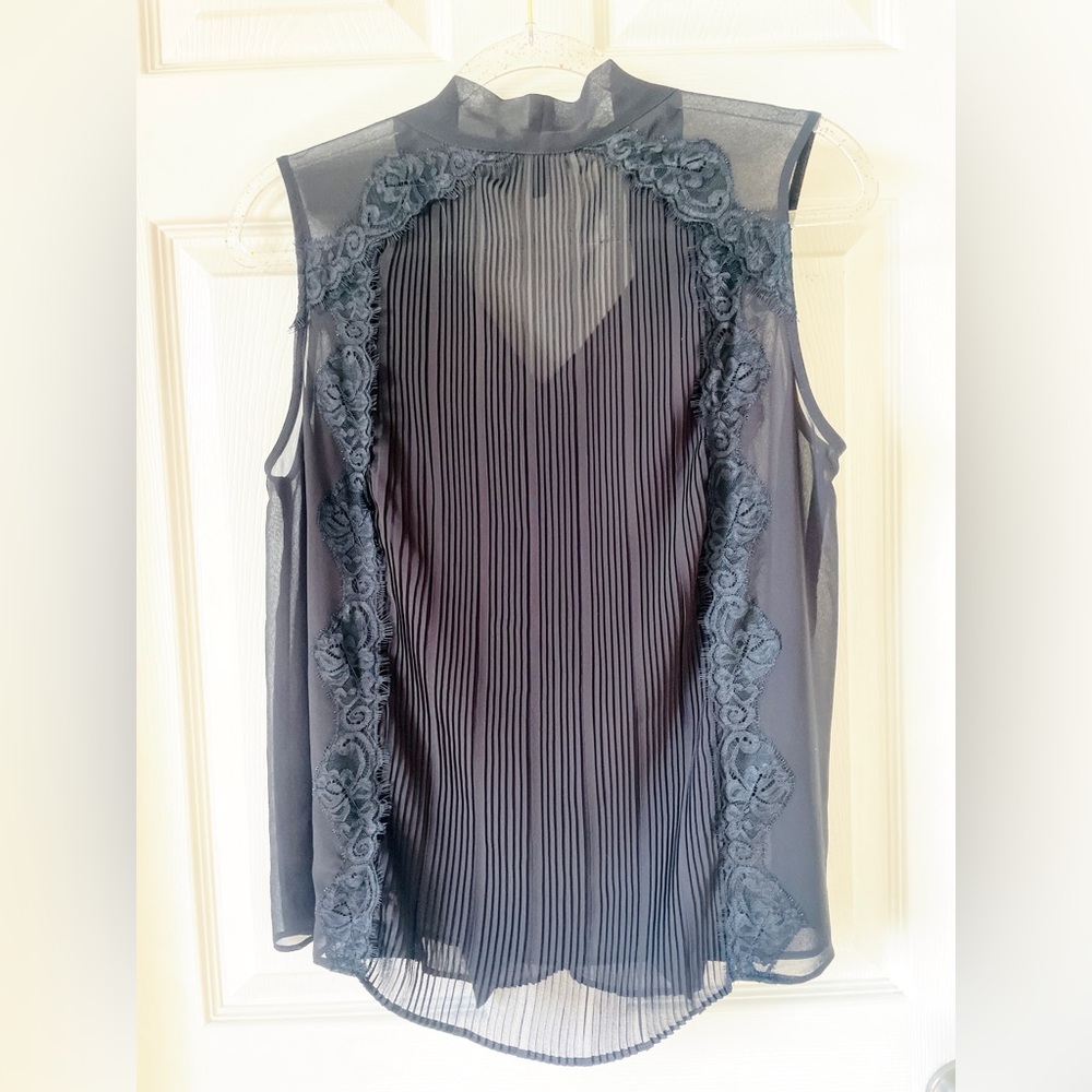 BCBGMaxAzria Black Sheer Lace Blouse - Picture 2 of 5